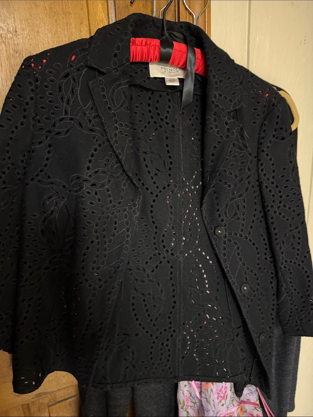 Pringle Black Eyelet Cutwork Blazer